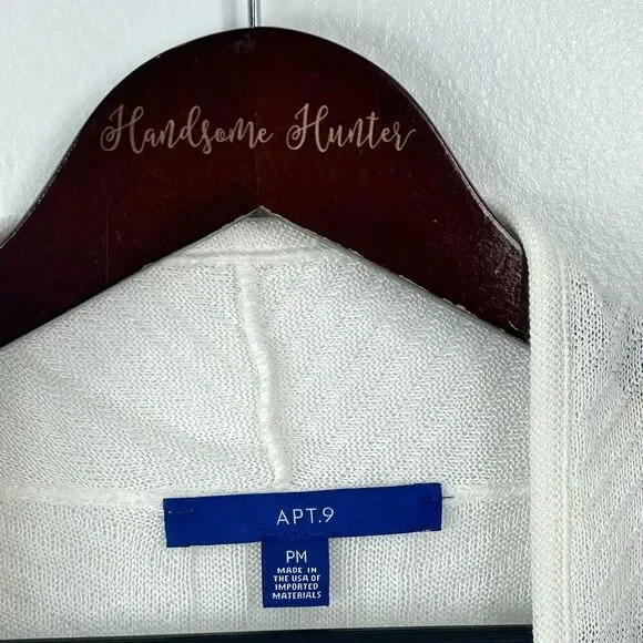 Apt 9 Women White Open Front Knit Cardigan Sweater Lightweight MP Petite 1423R4 - Picture 10 of 12
